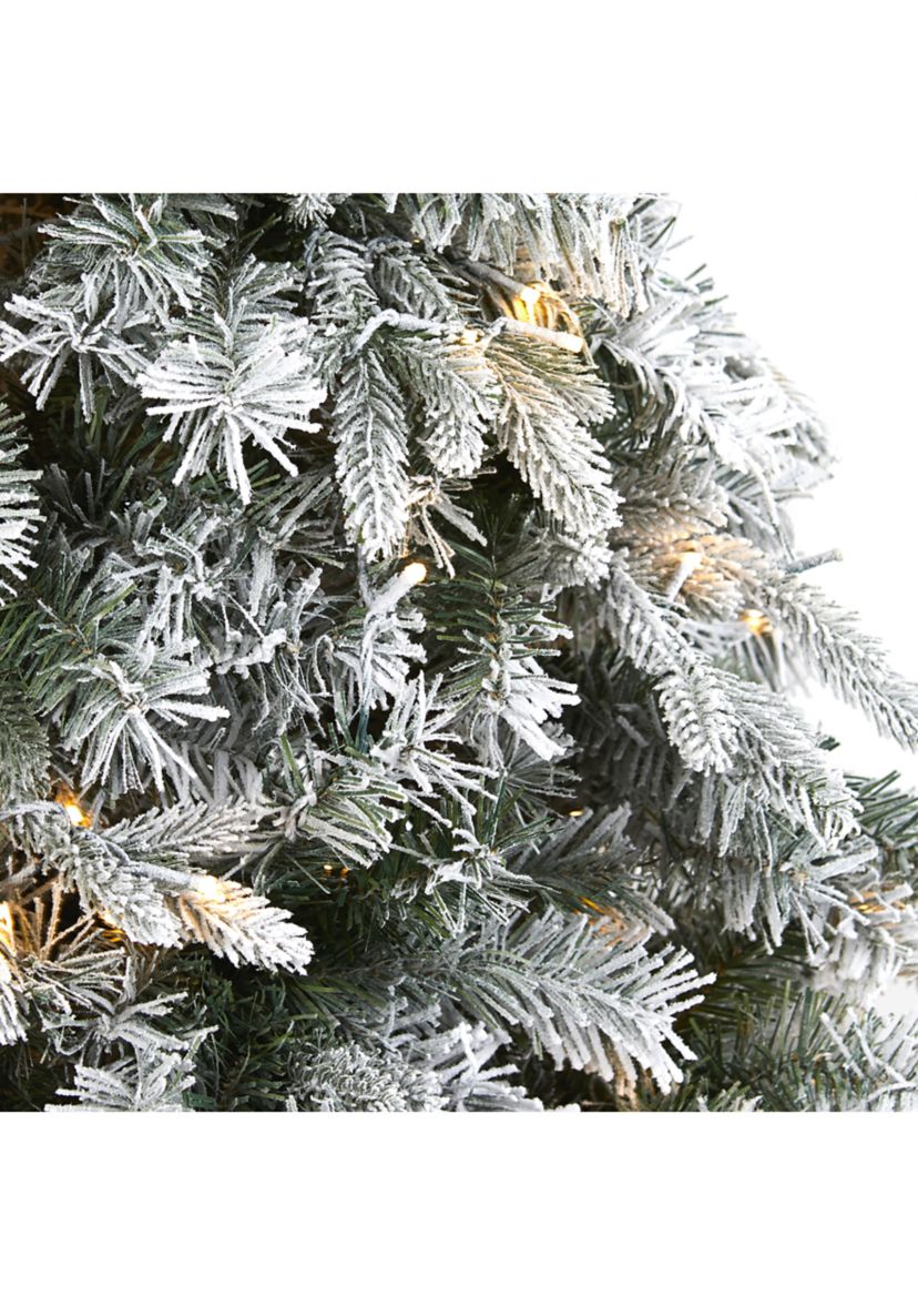 5 Foot Flocked Vermont Mixed Pine Artificial Christmas Tree with 150 Clear LED Lights