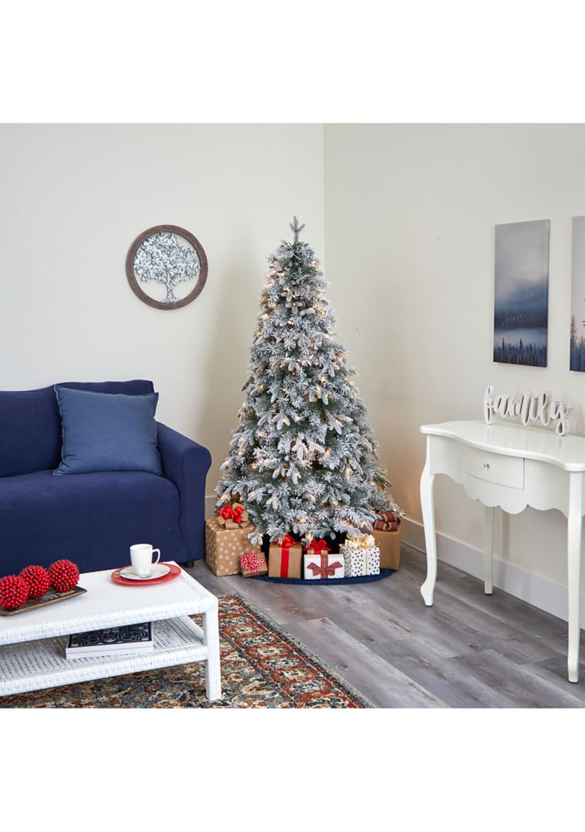 5 Foot Flocked Vermont Mixed Pine Artificial Christmas Tree with 150 Clear LED Lights
