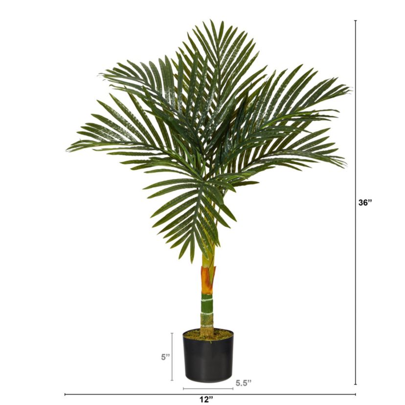 3-Foot Golden Cane Artificial Palm Tree