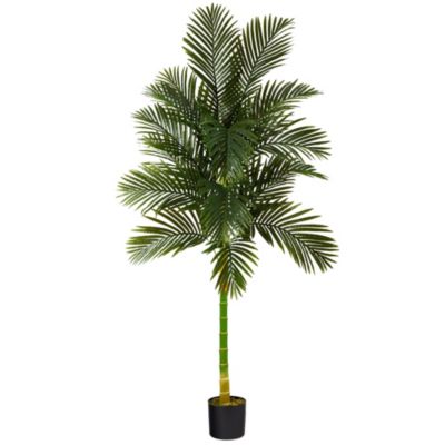 Nearly Natural 7-Foot Golden Cane Artificial Palm Tree, Green