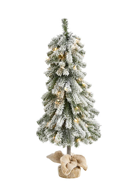 Nearly Natural 3 Foot Flocked Alpine Christmas Artificial