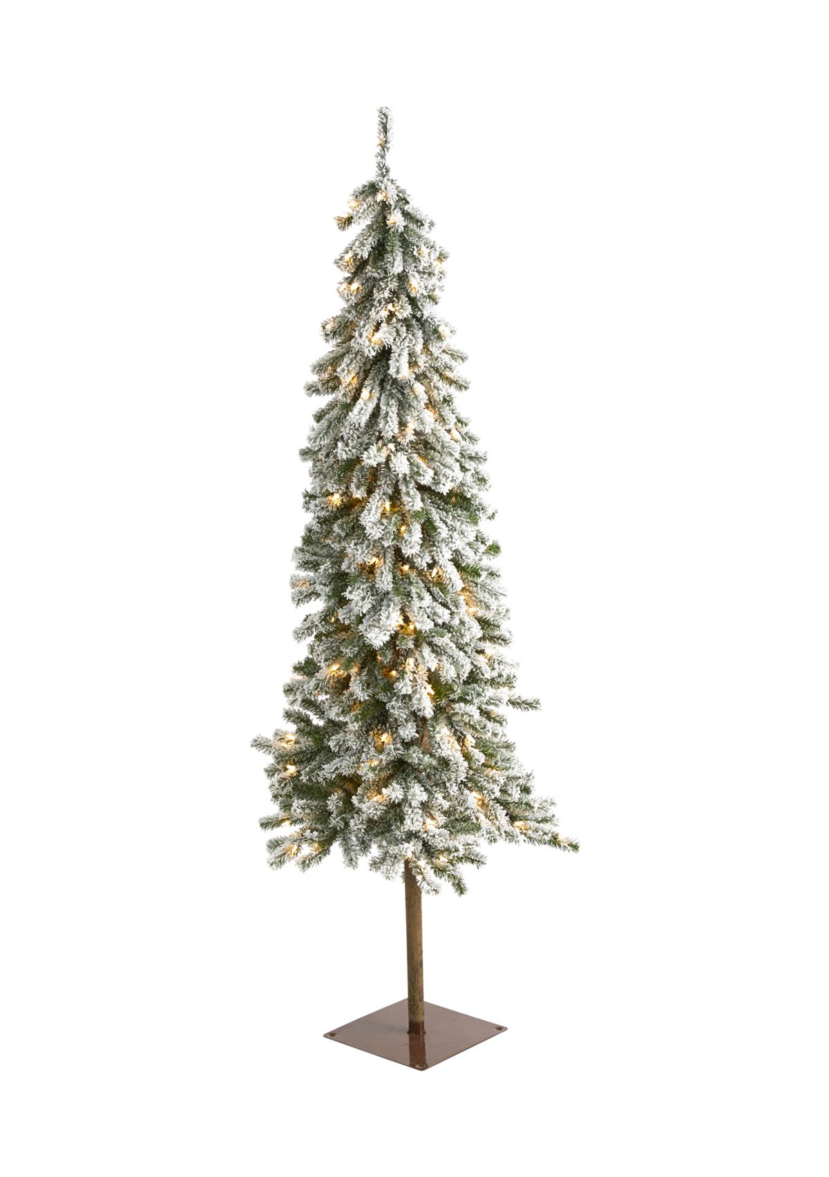 6 Foot Flocked Alpine Christmas Artificial Tree with 200 Lights and 580 Bendable Branches
