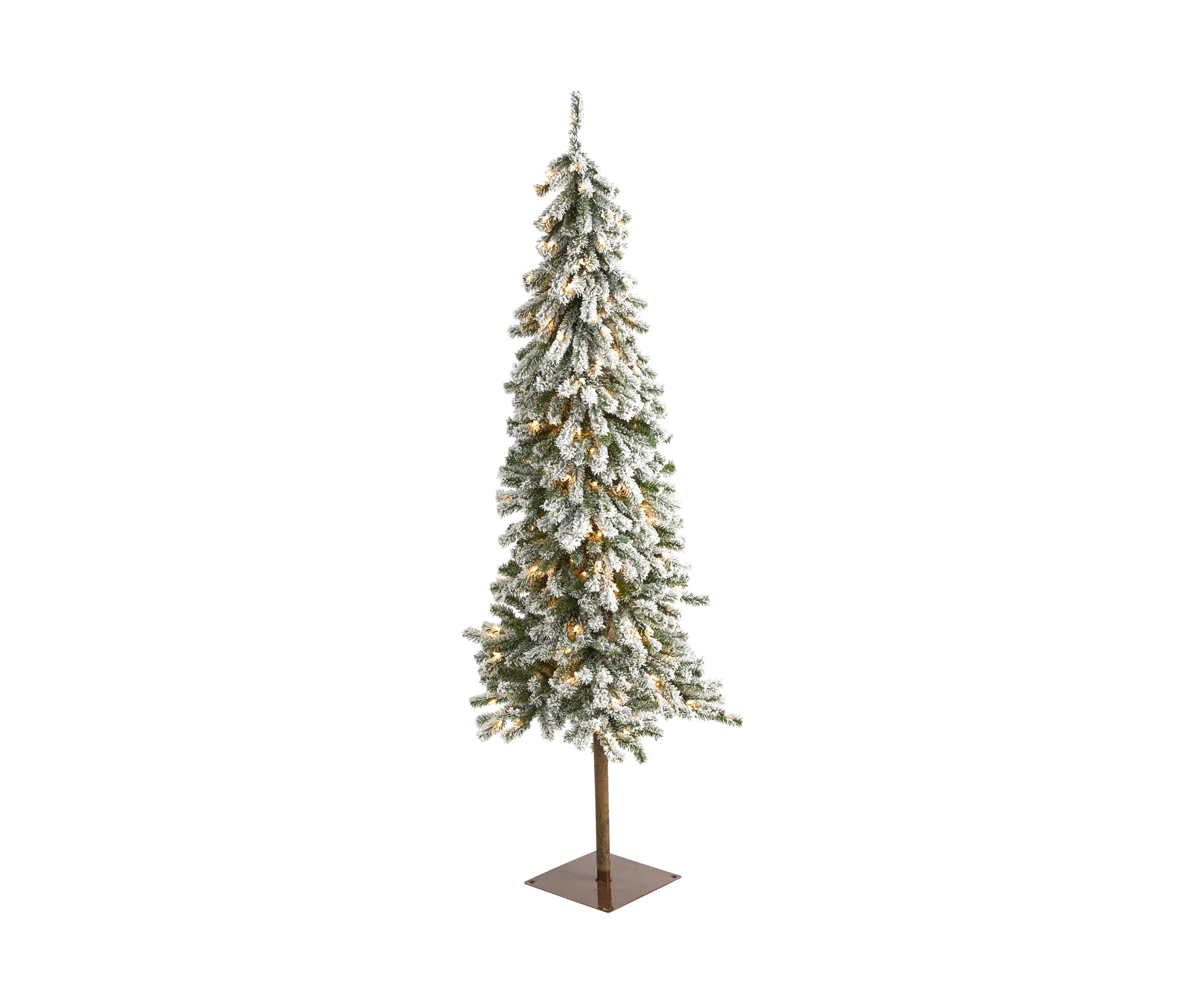 6 Foot Flocked Alpine Christmas Artificial Tree with 200 Lights and 580 Bendable Branches