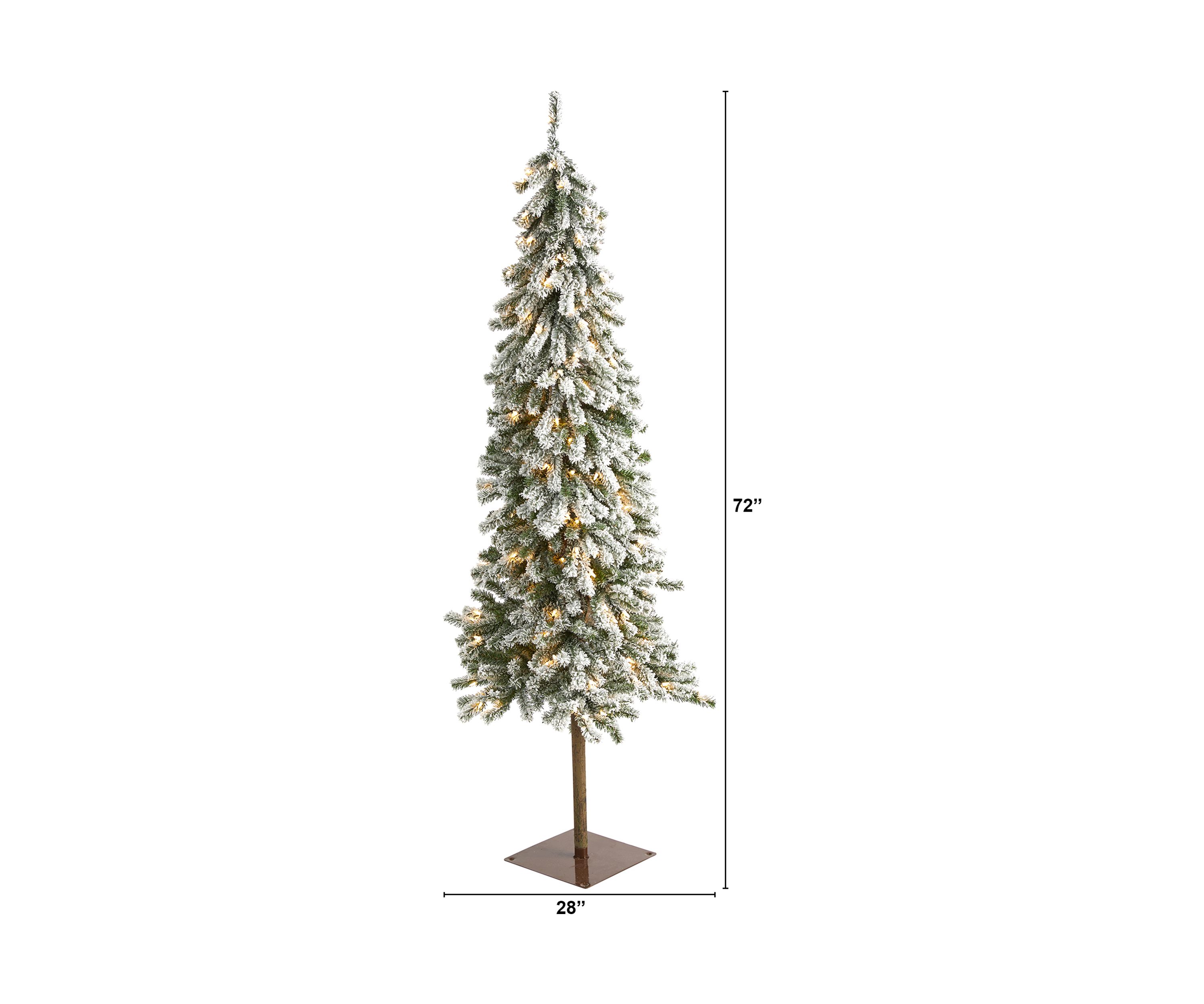 6 Foot Flocked Alpine Christmas Artificial Tree with 200 Lights and 580 Bendable Branches