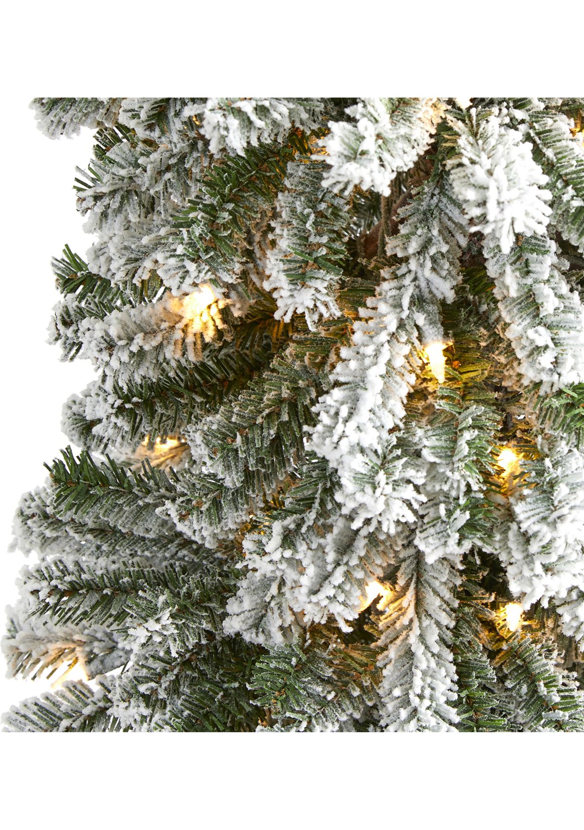 6 Foot Flocked Alpine Christmas Artificial Tree with 200 Lights and 580 Bendable Branches