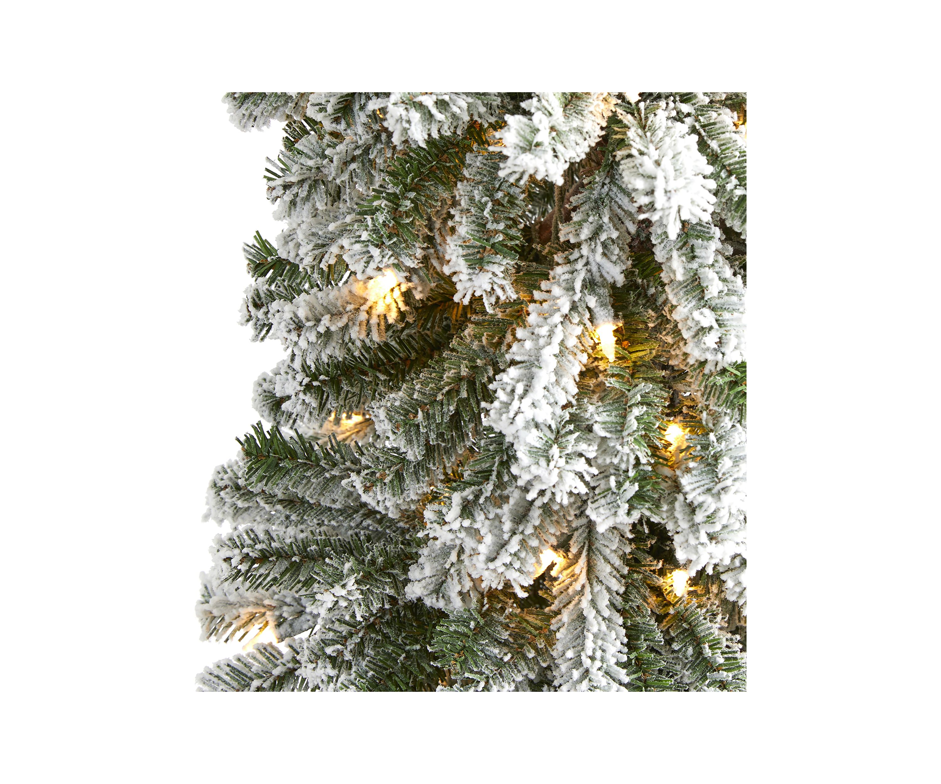 6 Foot Flocked Alpine Christmas Artificial Tree with 200 Lights and 580 Bendable Branches