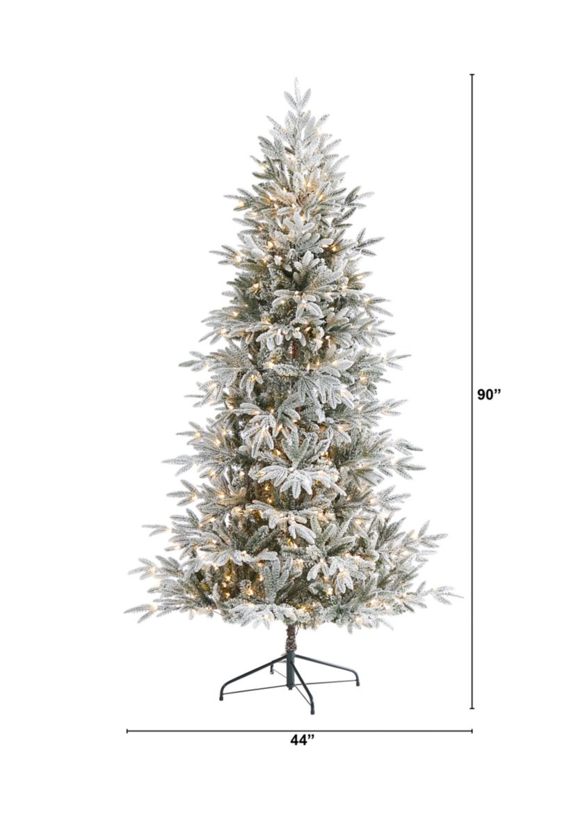 7.5 Foot Flocked Manchester Spruce Artificial Christmas Tree with 450 Lights and 949 Bendable Branches