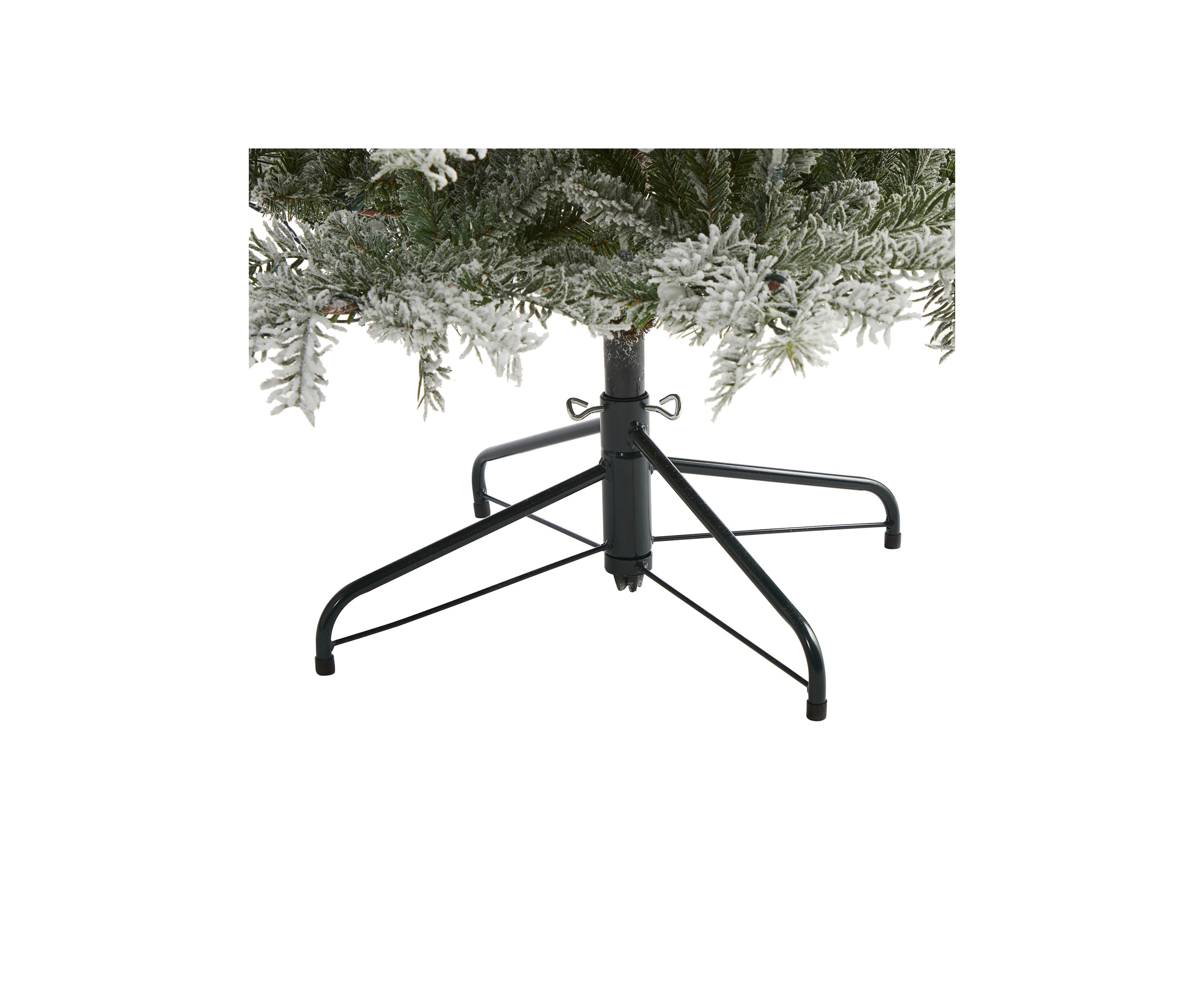7.5 Foot Slim Flocked Nova Scotia Spruce Artificial Christmas Tree with 450 Warm White LED Lights and 909 Bendable Branches