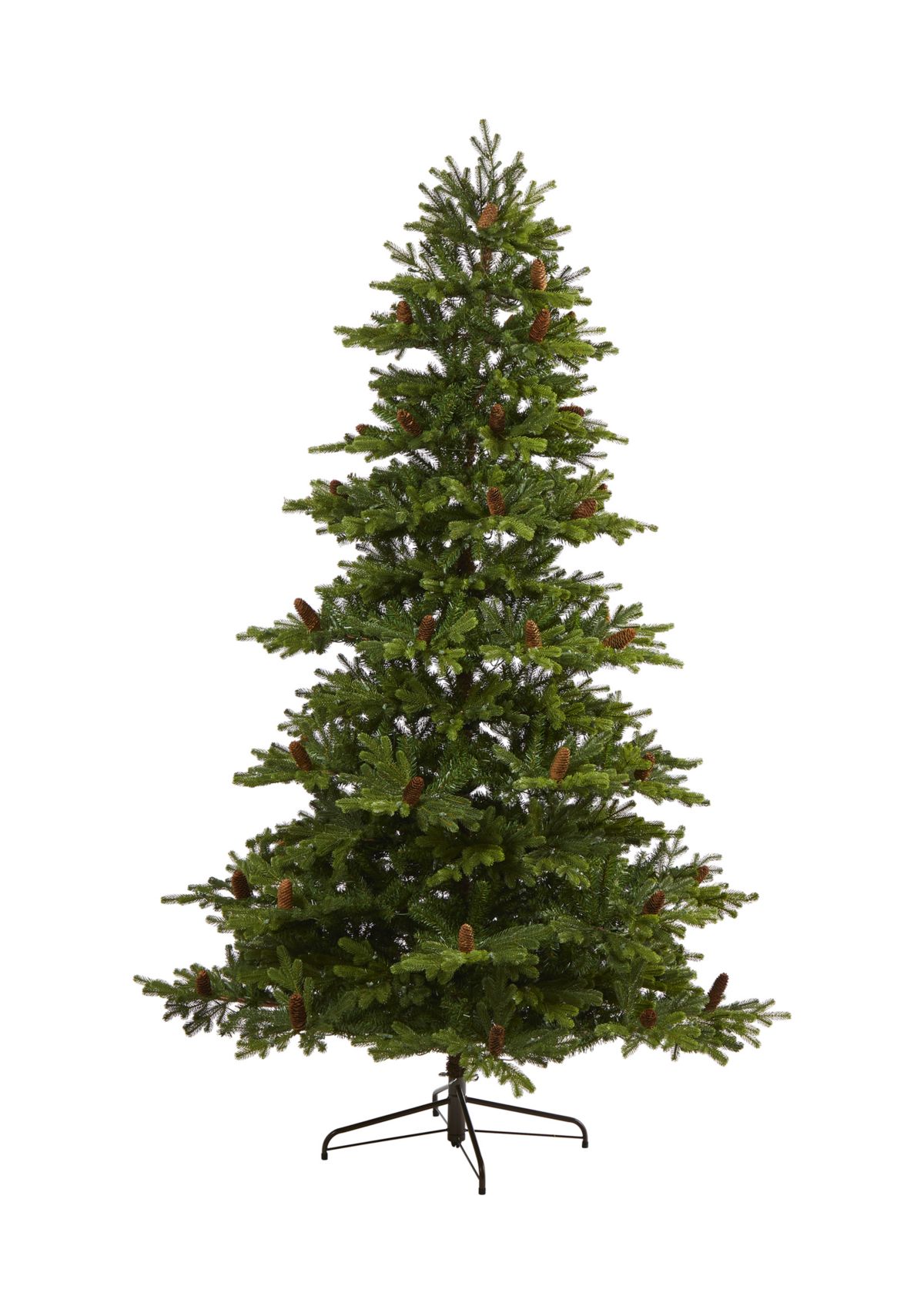 7.5 Foot Yukon Mountain Fir Artificial Christmas Tree with 600 Clear Lights, Pine Cones, and 1740 Bendable Branches