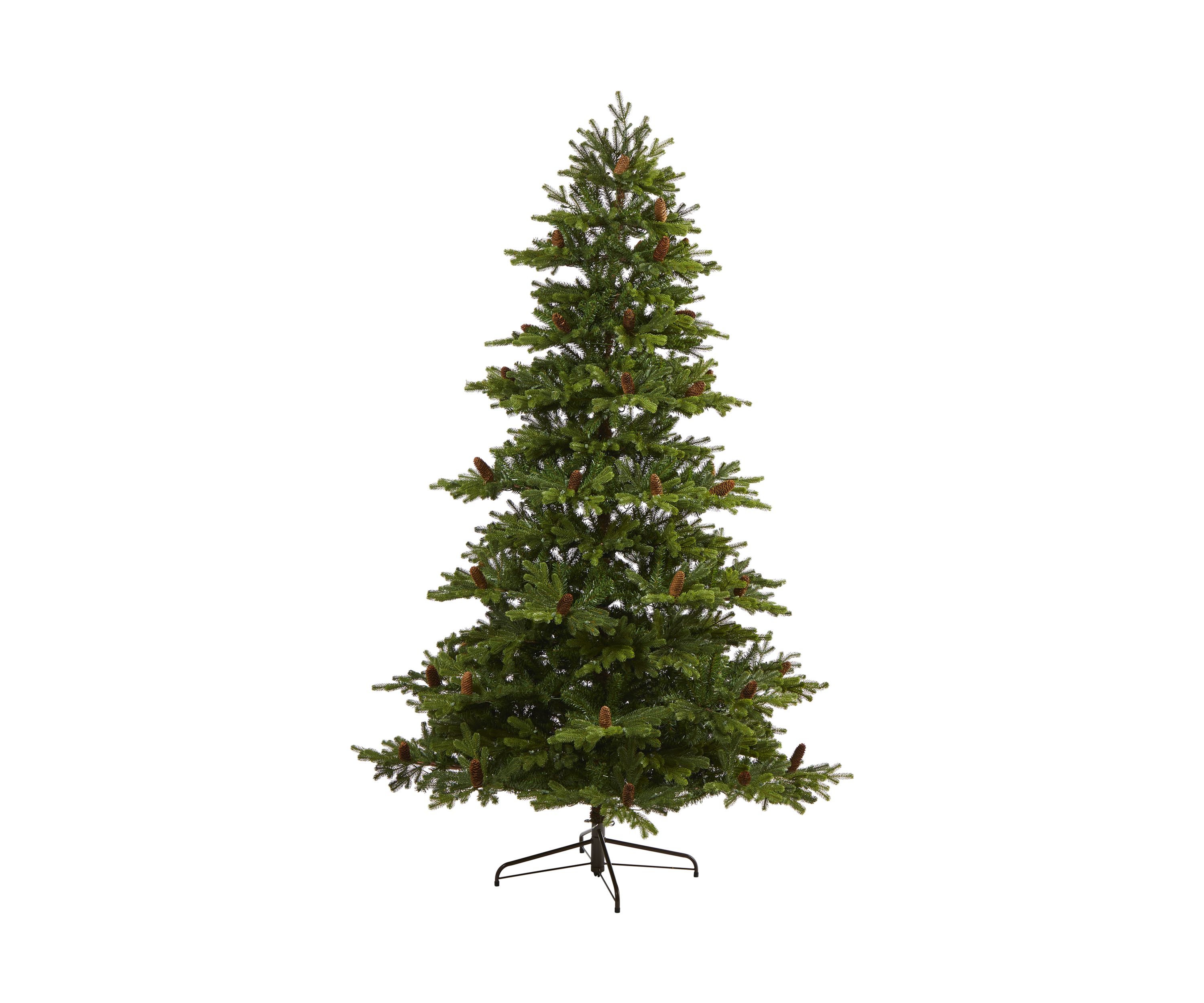 7.5 Foot Yukon Mountain Fir Artificial Christmas Tree with 600 Clear Lights, Pine Cones, and 1740 Bendable Branches