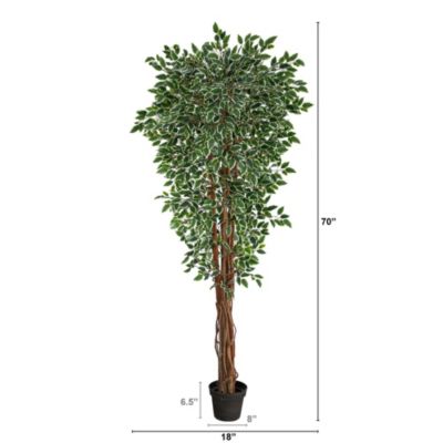 70-Inch Variegated Ficus Artificial Tree UV Resistant (Indoor/Outdoor)