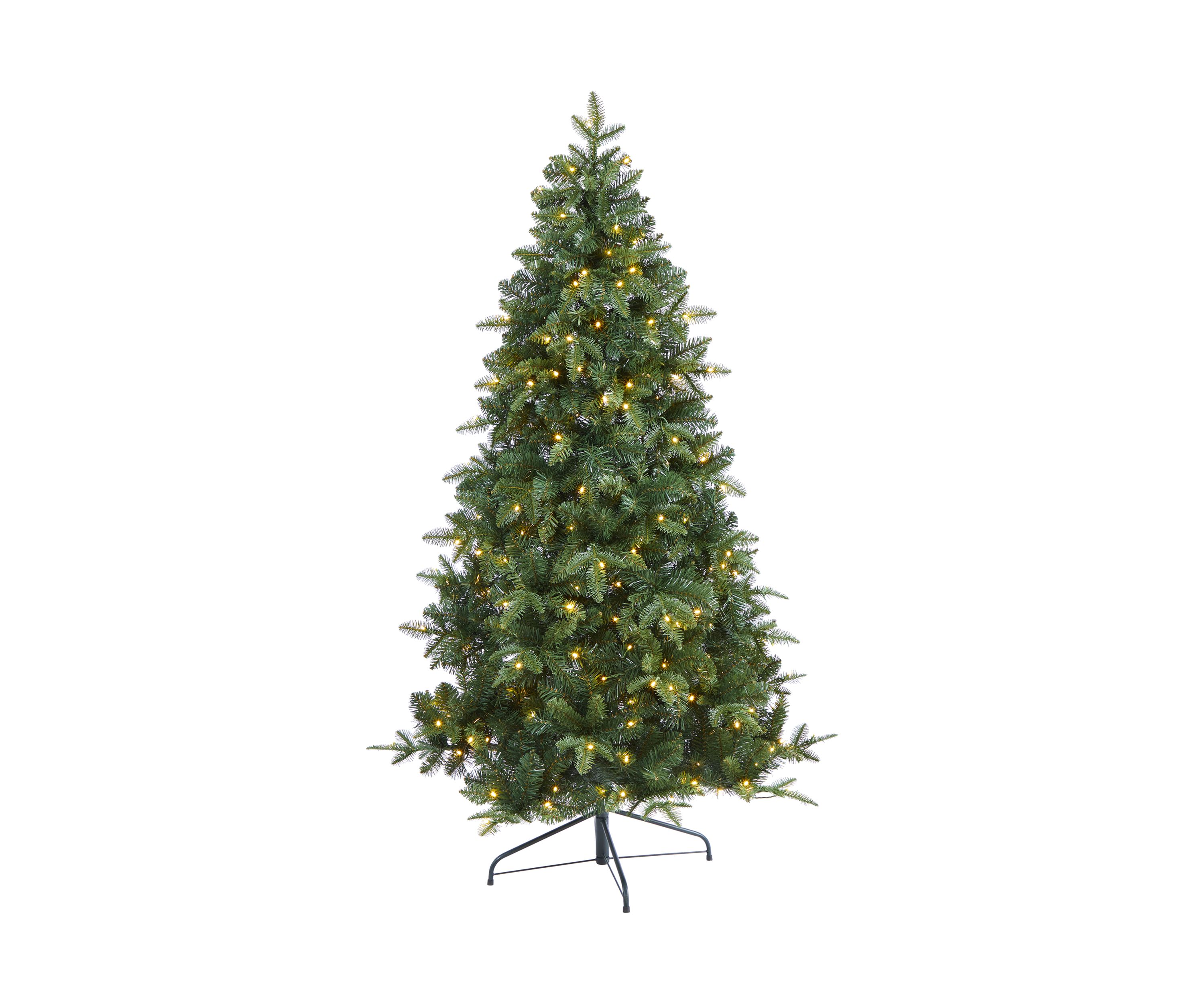 6 Foot Grand Teton Spruce Flat Back Artificial Christmas Tree with 180 Clear LED Lights and 727 Bendable Branches