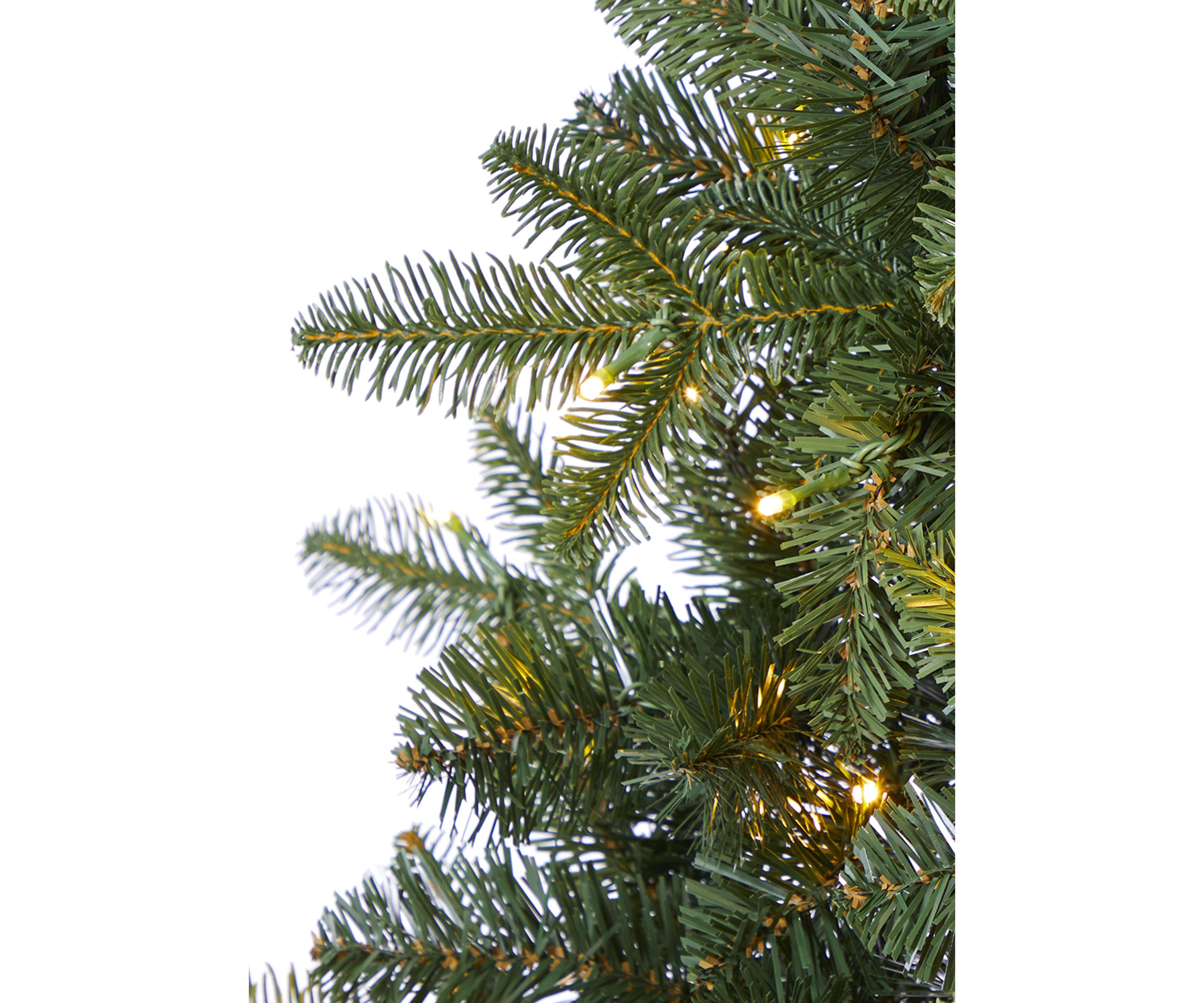 6 Foot Grand Teton Spruce Flat Back Artificial Christmas Tree with 180 Clear LED Lights and 727 Bendable Branches
