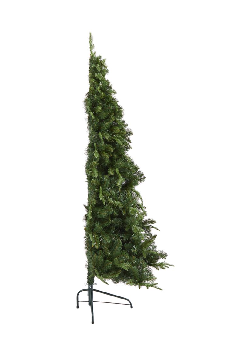 6 Foot Grand Teton Spruce Flat Back Artificial Christmas Tree with 180 Clear LED Lights and 727 Bendable Branches