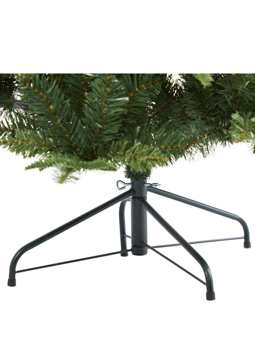 6 Foot Grand Teton Spruce Flat Back Artificial Christmas Tree with 180 Clear LED Lights and 727 Bendable Branches