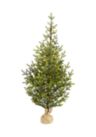 5 Foot Fraser Fir “Natural Look” Artificial Christmas Tree with 200 Clear LED Lights, a Burlap Base and 853 Bendable Branches