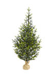 5 Foot Fraser Fir “Natural Look” Artificial Christmas Tree with 200 Clear LED Lights, a Burlap Base and 853 Bendable Branches
