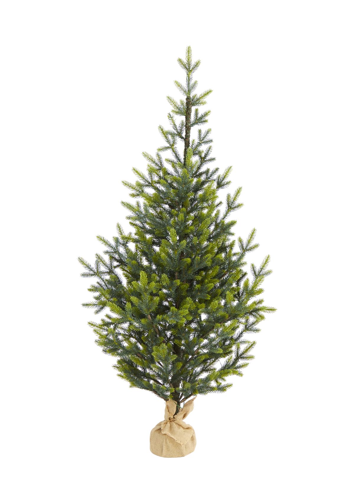 5 Foot Fraser Fir “Natural Look” Artificial Christmas Tree with 200 Clear LED Lights, a Burlap Base and 853 Bendable Branches