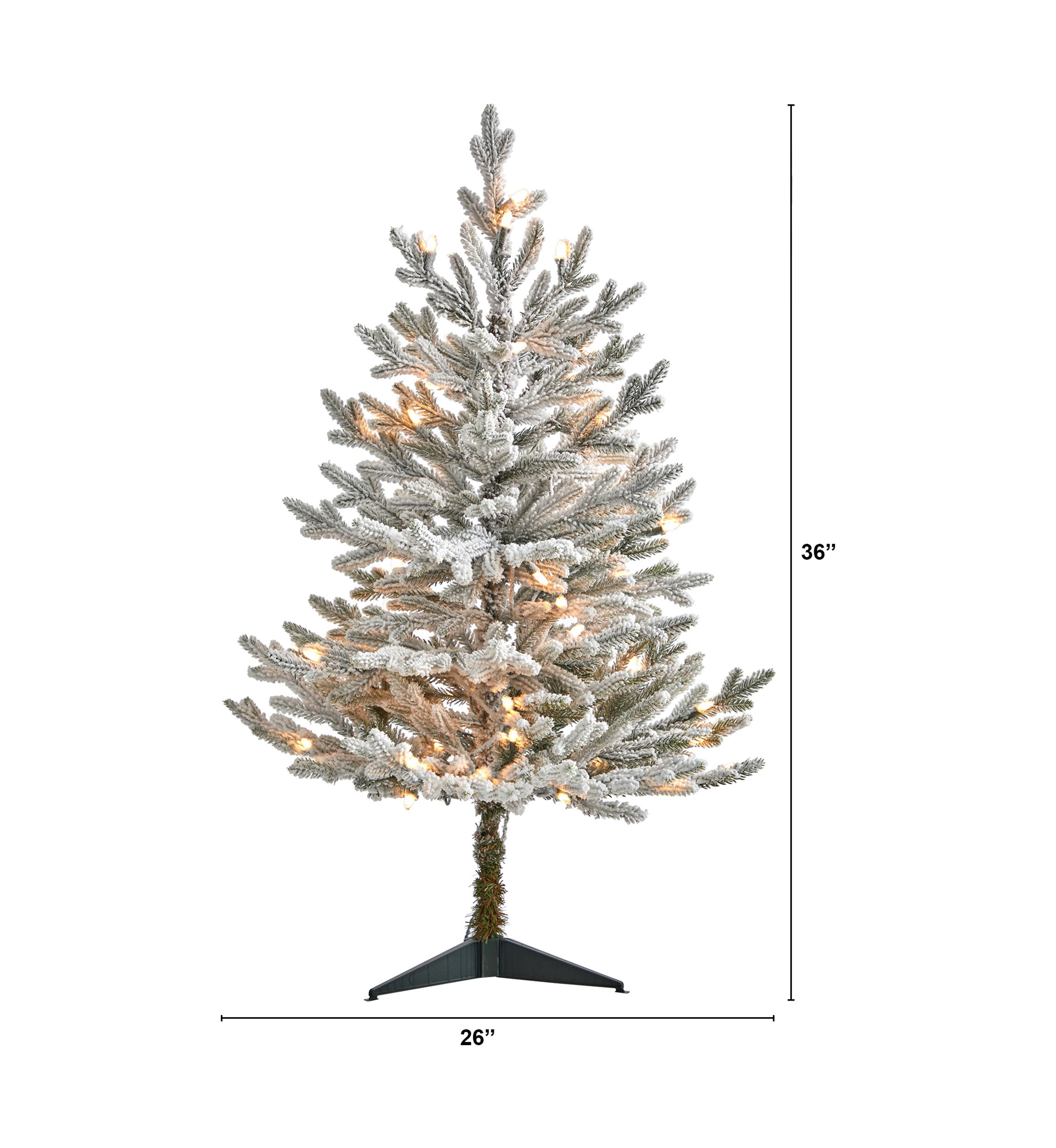 3 Foot Flocked Fraser Fir Artificial Christmas Tree with 200 Warm White Lights and 481 Bendable Branches