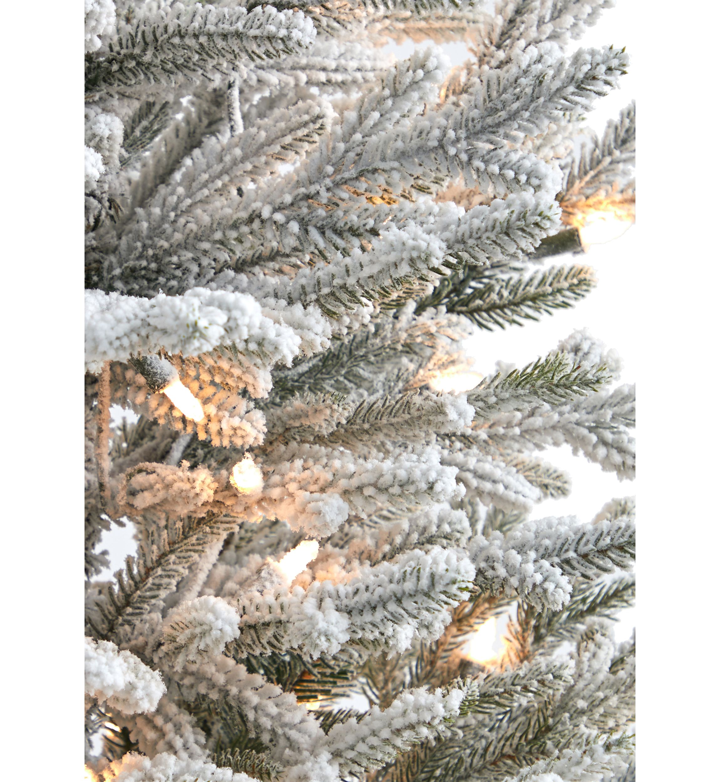 3 Foot Flocked Fraser Fir Artificial Christmas Tree with 200 Warm White Lights and 481 Bendable Branches