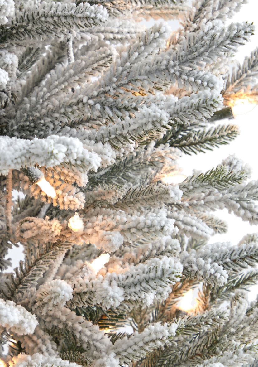 3 Foot Flocked Fraser Fir Artificial Christmas Tree with 200 Warm White Lights and 481 Bendable Branches