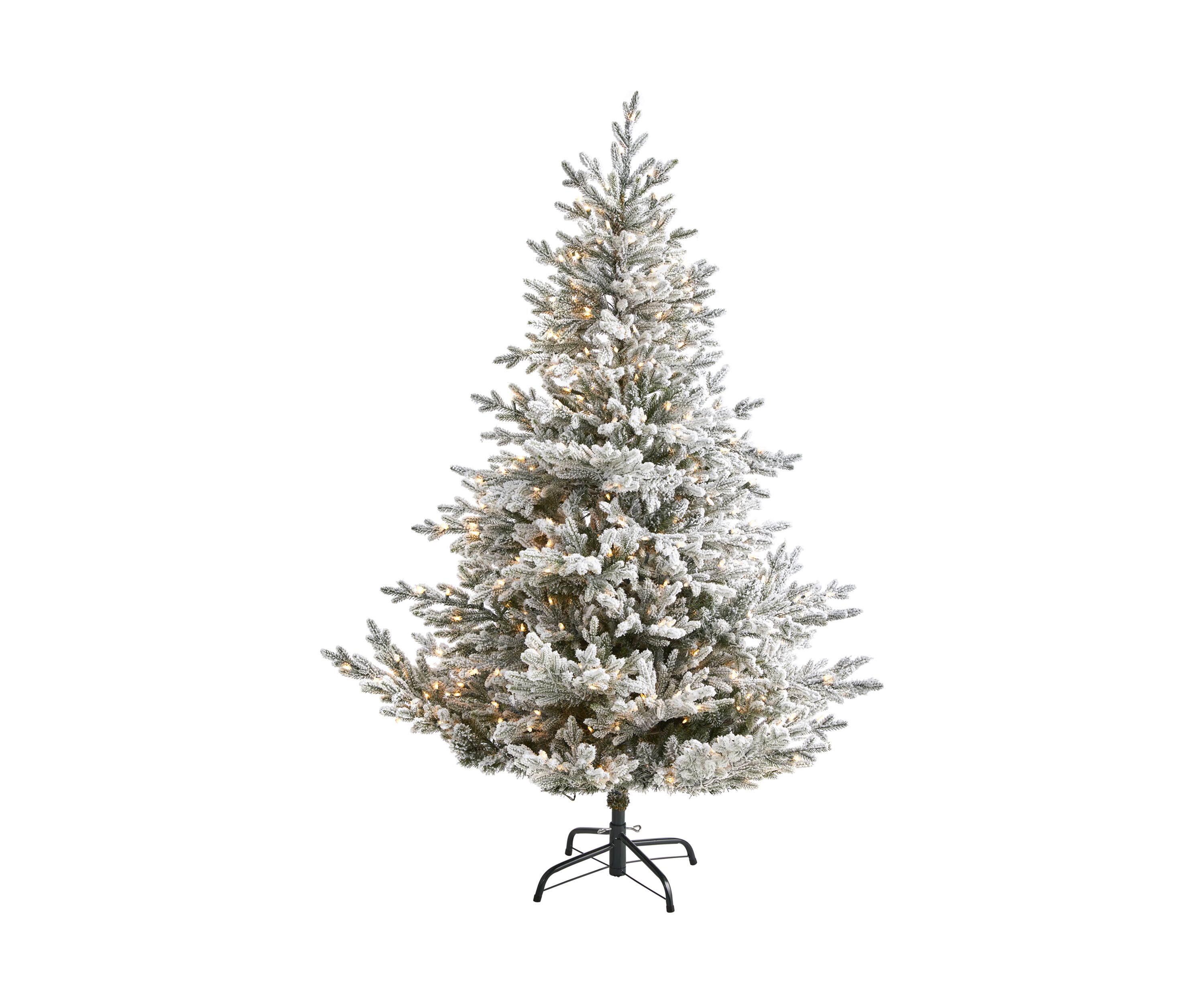 6 Foot Flocked Fraser Fir Artificial Christmas Tree with 500 Warm White Lights and 236 Bendable Branches