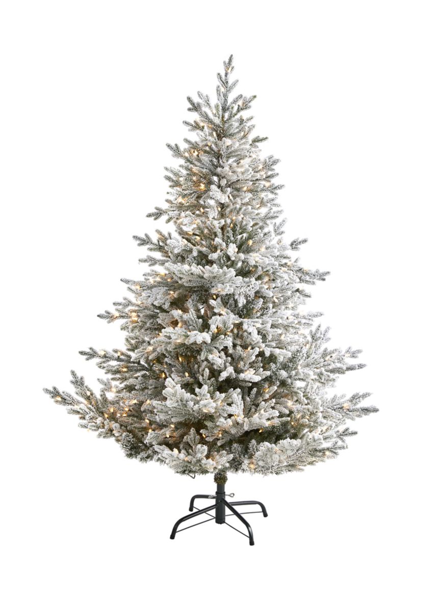 6 Foot Flocked Fraser Fir Artificial Christmas Tree with 500 Warm White Lights and 236 Bendable Branches