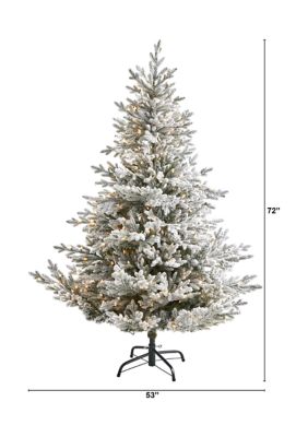 6 Foot Flocked Fraser Fir Artificial Christmas Tree with 500 Warm White Lights and 236 Bendable Branches