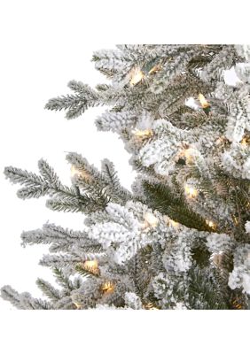 6 Foot Flocked Fraser Fir Artificial Christmas Tree with 500 Warm White Lights and 236 Bendable Branches