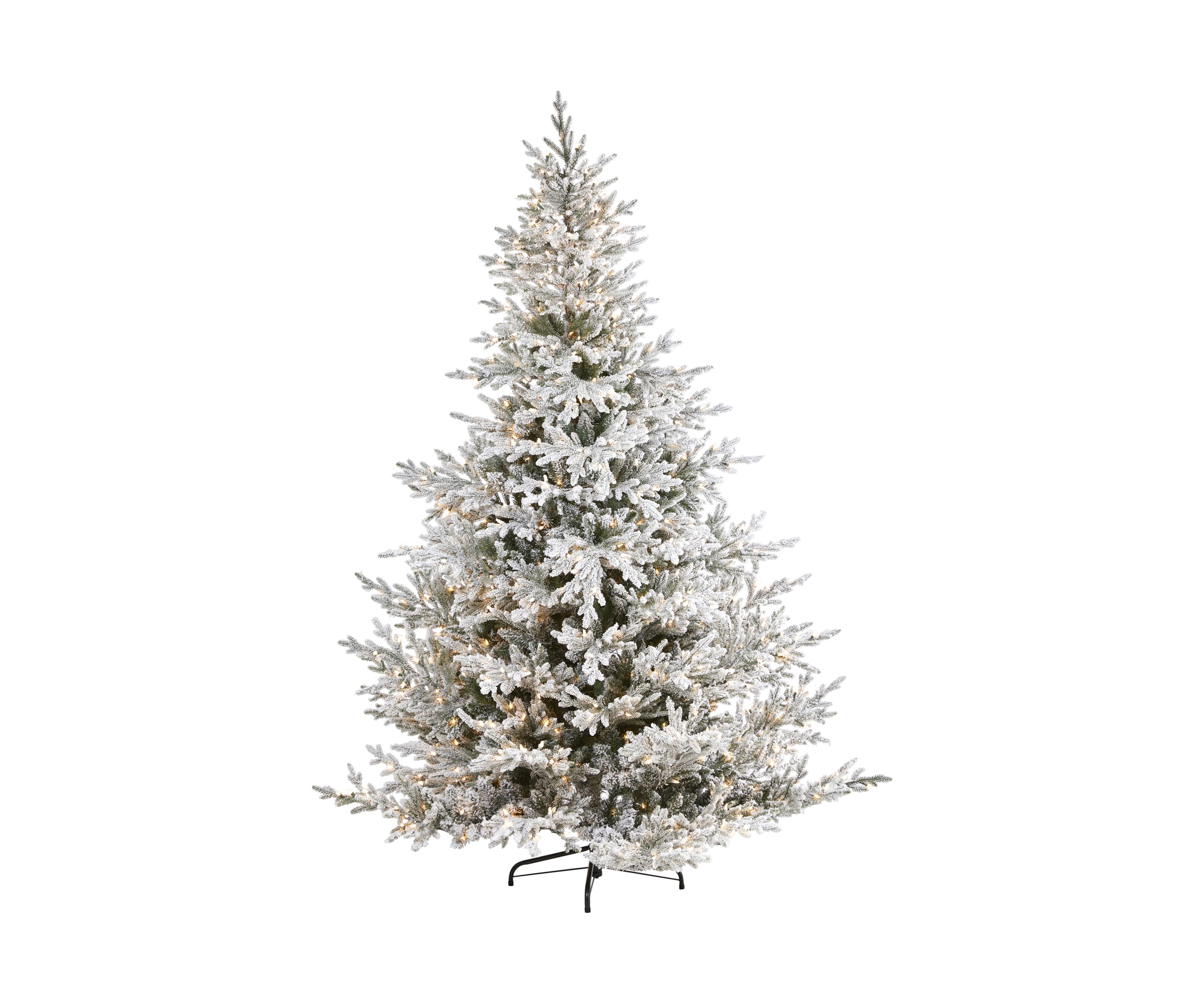 8 Foot Flocked Fraser Fir Artificial Christmas Tree with 800 Warm White Lights and 4892 Bendable Branches
