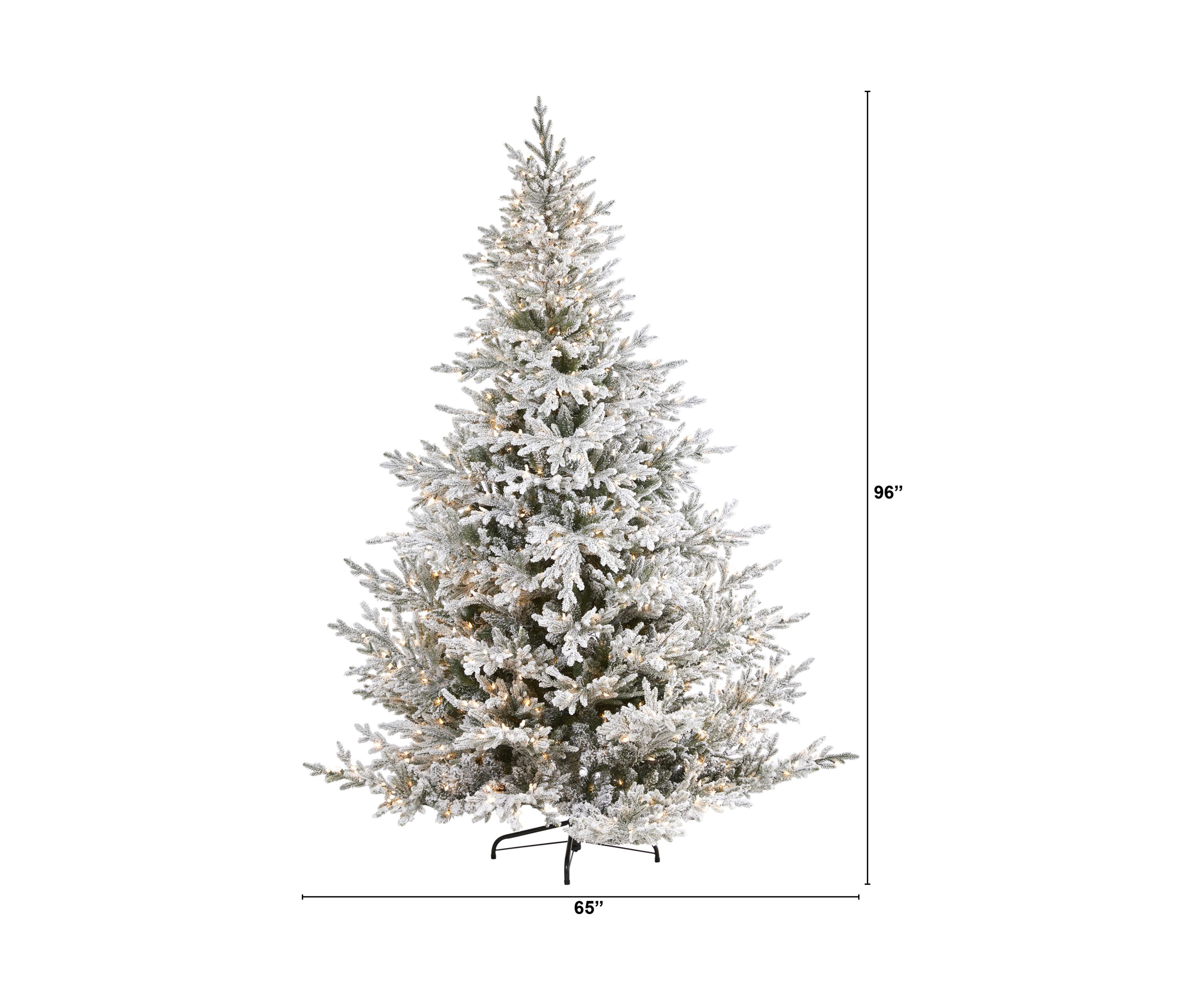 8 Foot Flocked Fraser Fir Artificial Christmas Tree with 800 Warm White Lights and 4892 Bendable Branches