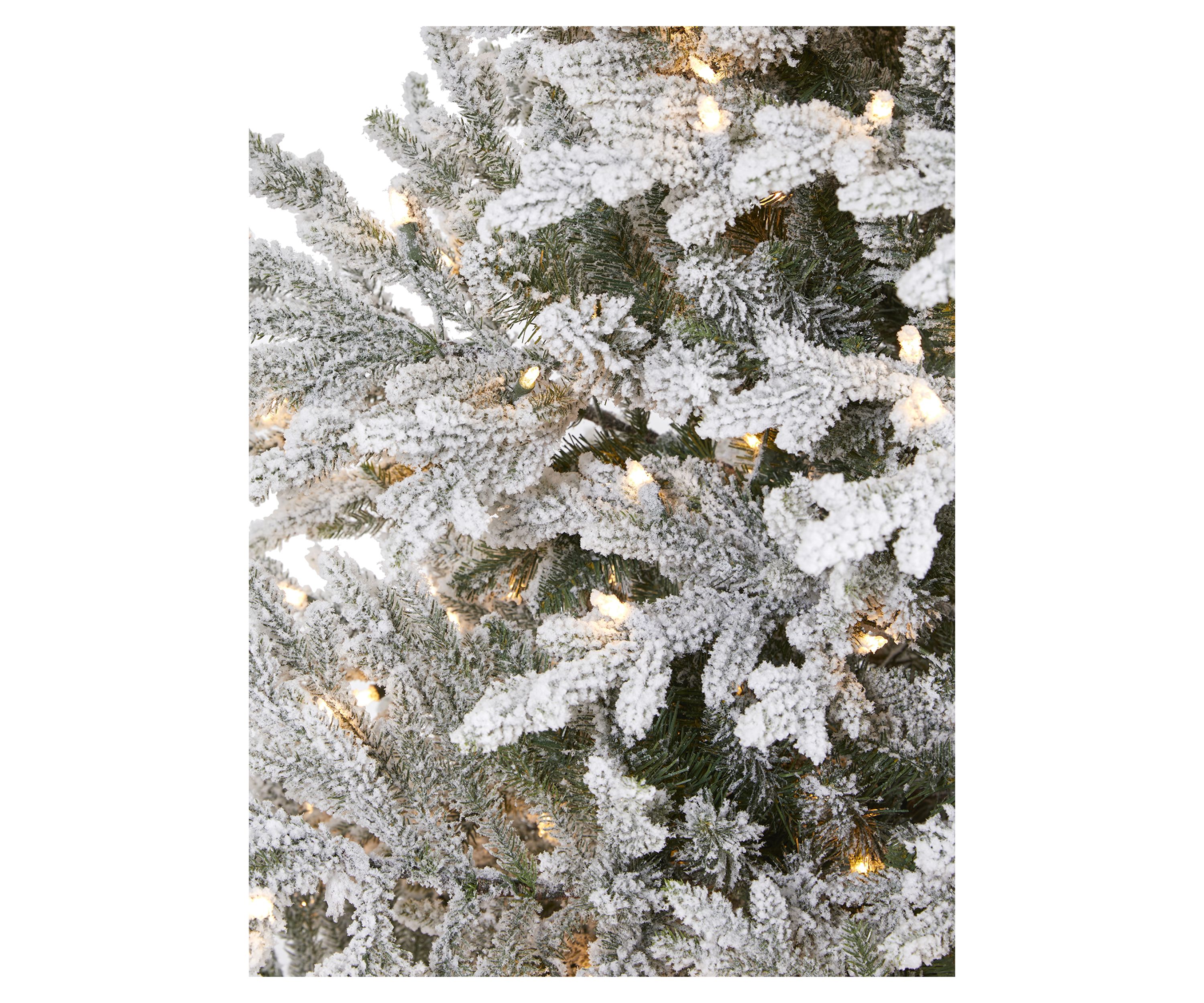8 Foot Flocked Fraser Fir Artificial Christmas Tree with 800 Warm White Lights and 4892 Bendable Branches