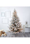 8 Foot Flocked Fraser Fir Artificial Christmas Tree with 800 Warm White Lights and 4892 Bendable Branches