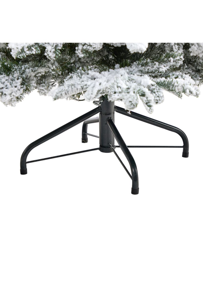 6 Foot Flocked North Carolina Fir Artificial Christmas Tree with 450 Warm White Lights and 1560 Bendable Branches