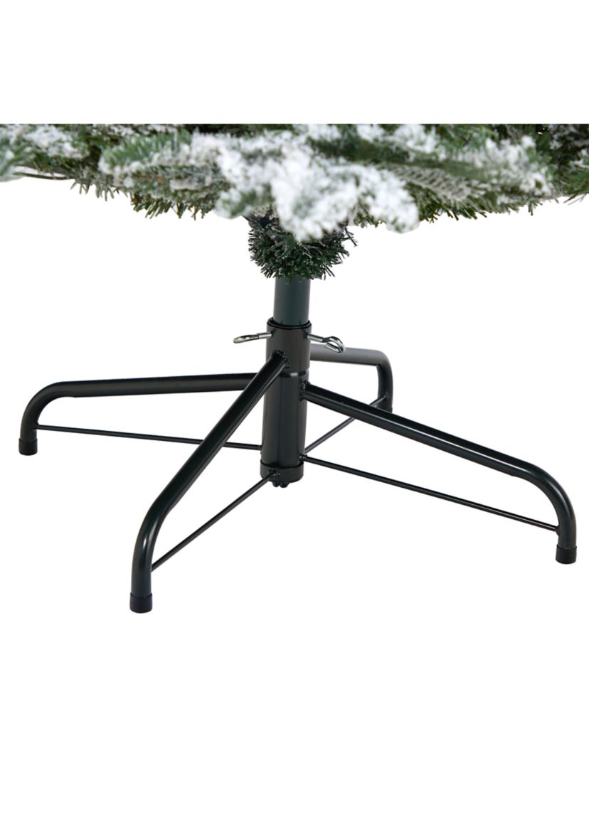 8 Foot Flocked North Carolina Fir Artificial Christmas Tree with 650 Warm White Lights and 2593 Bendable Branches