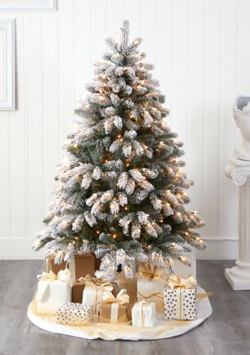 Nearly Natural Flocked South Carolina Spruce Christmas Tree, Green, 5 Foot