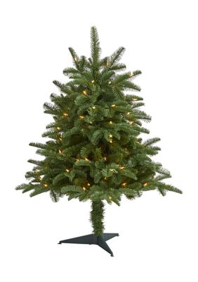 Nearly Natural 3-Foot South Carolina Spruce Artificial Christmas Tree with 100 White Warm Light and 458 Bendable Branches