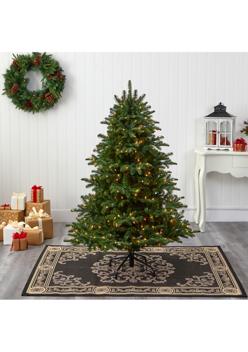 5 Foot South Carolina Spruce Artificial Christmas Tree with 300 White Warm Lights and 1370 Bendable Branches