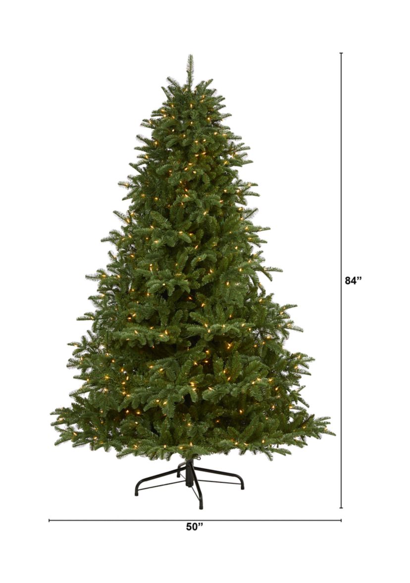 7 Foot South Carolina Spruce Artificial Christmas Tree with 500 White Warm Lights and 2644 Bendable Branches