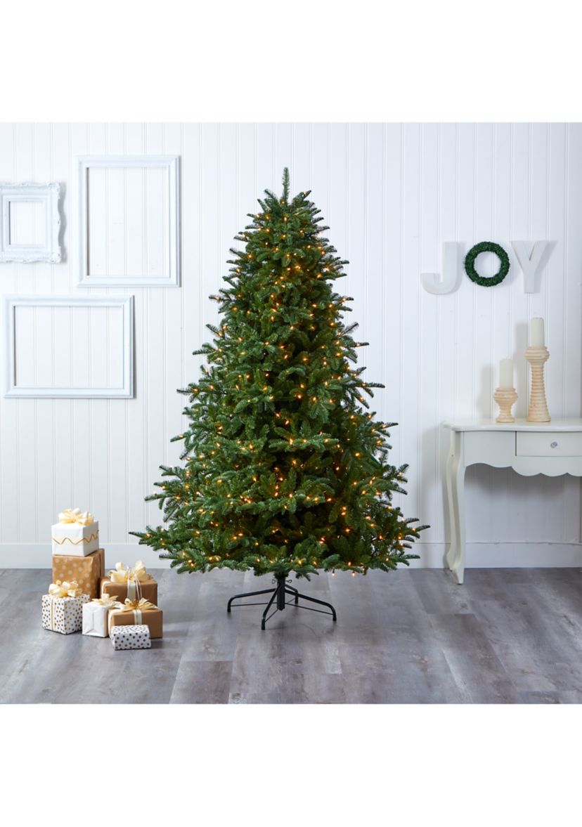 7 Foot South Carolina Spruce Artificial Christmas Tree with 500 White Warm Lights and 2644 Bendable Branches