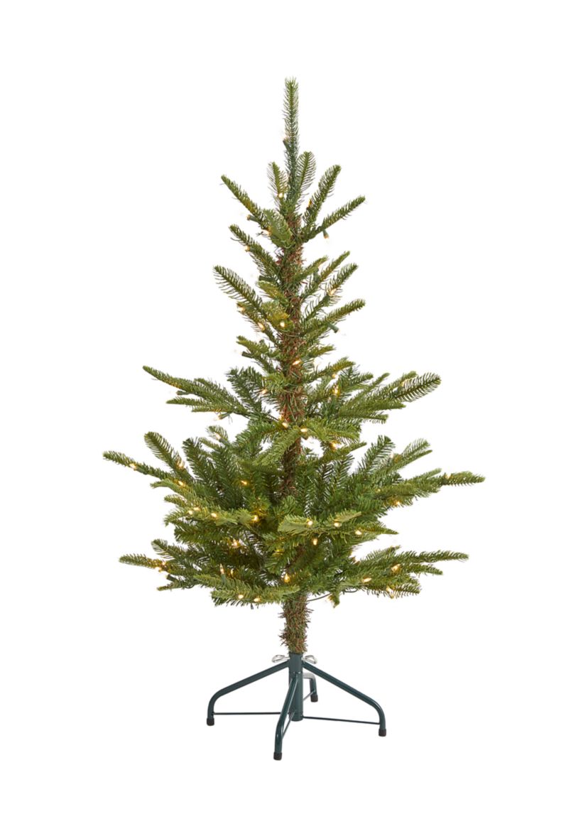 4 Foot Layered Washington Spruce Artificial Christmas Tree with 100 Clear Lights and 189 Bendable Branches