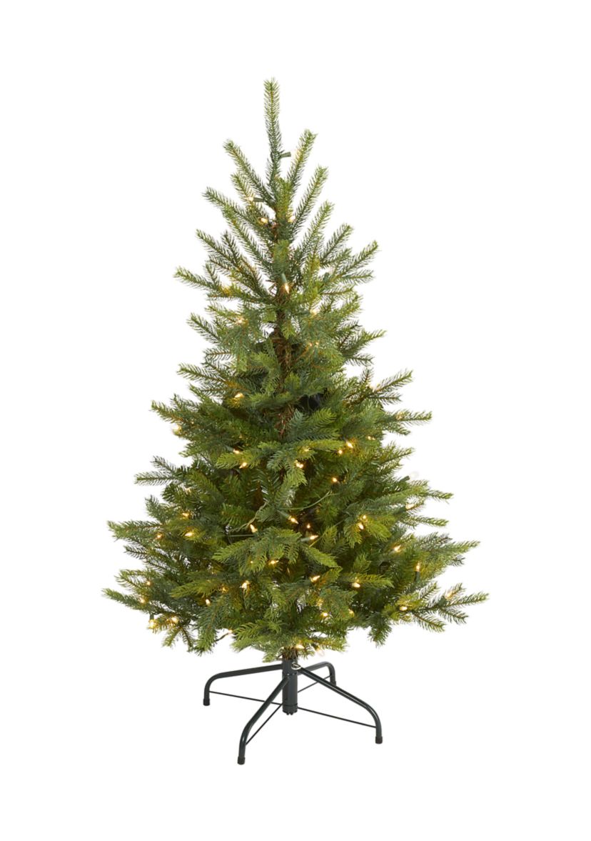 4 Foot North Carolina Spruce Artificial Christmas Tree with 100 Clear Lights and 207 Bendable Branches