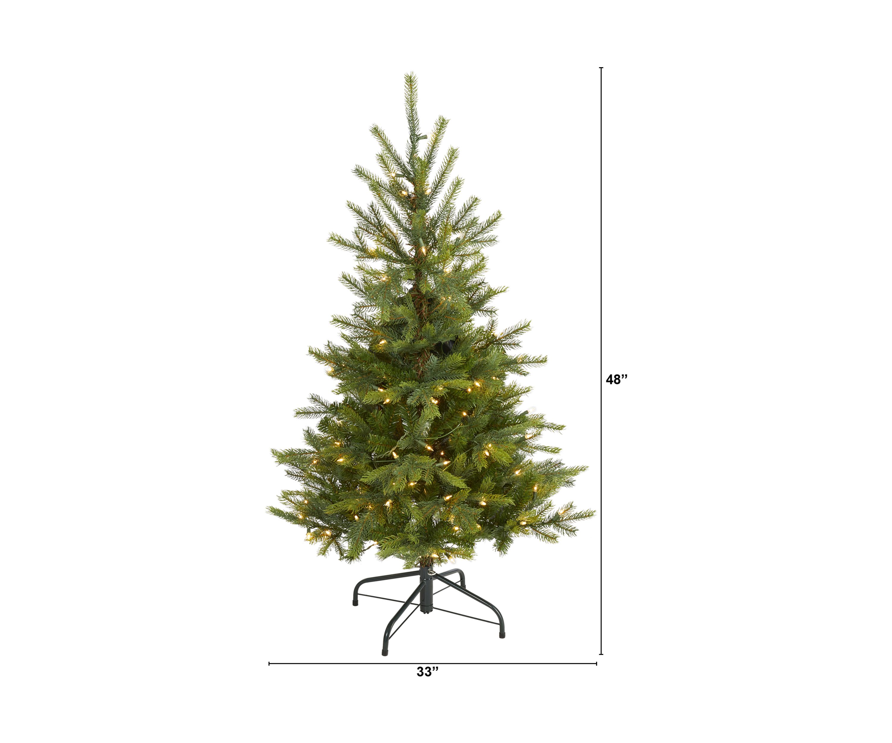 4 Foot North Carolina Spruce Artificial Christmas Tree with 100 Clear Lights and 207 Bendable Branches