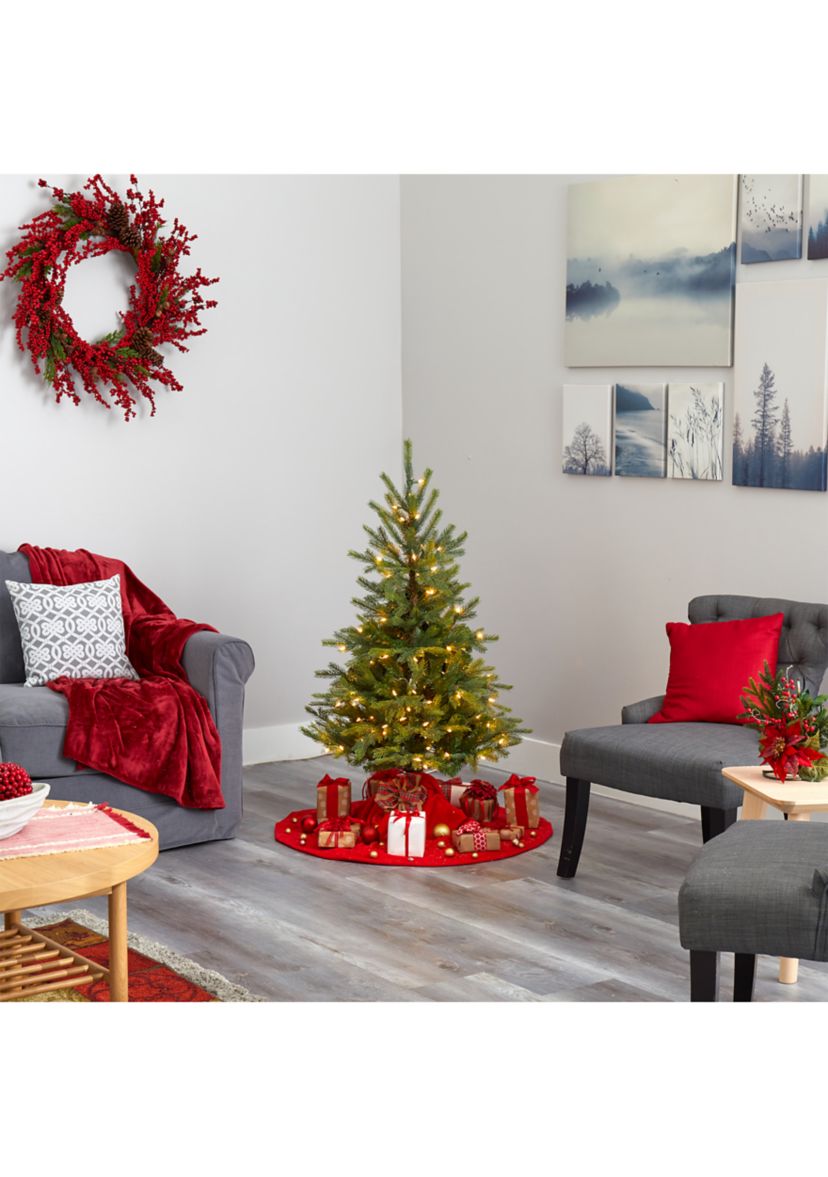 4 Foot North Carolina Spruce Artificial Christmas Tree with 100 Clear Lights and 207 Bendable Branches