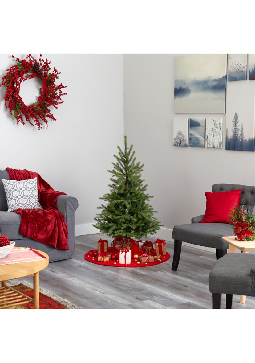 4 Foot North Carolina Spruce Artificial Christmas Tree with 100 Clear Lights and 207 Bendable Branches