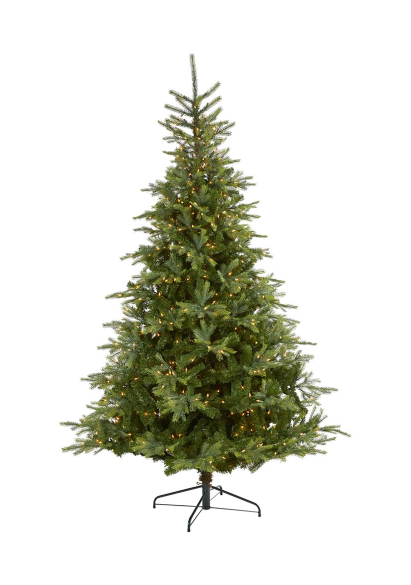 8 Foot North Carolina Spruce Artificial Christmas Tree with 650 Clear Lights and 1303 Bendable Branches
