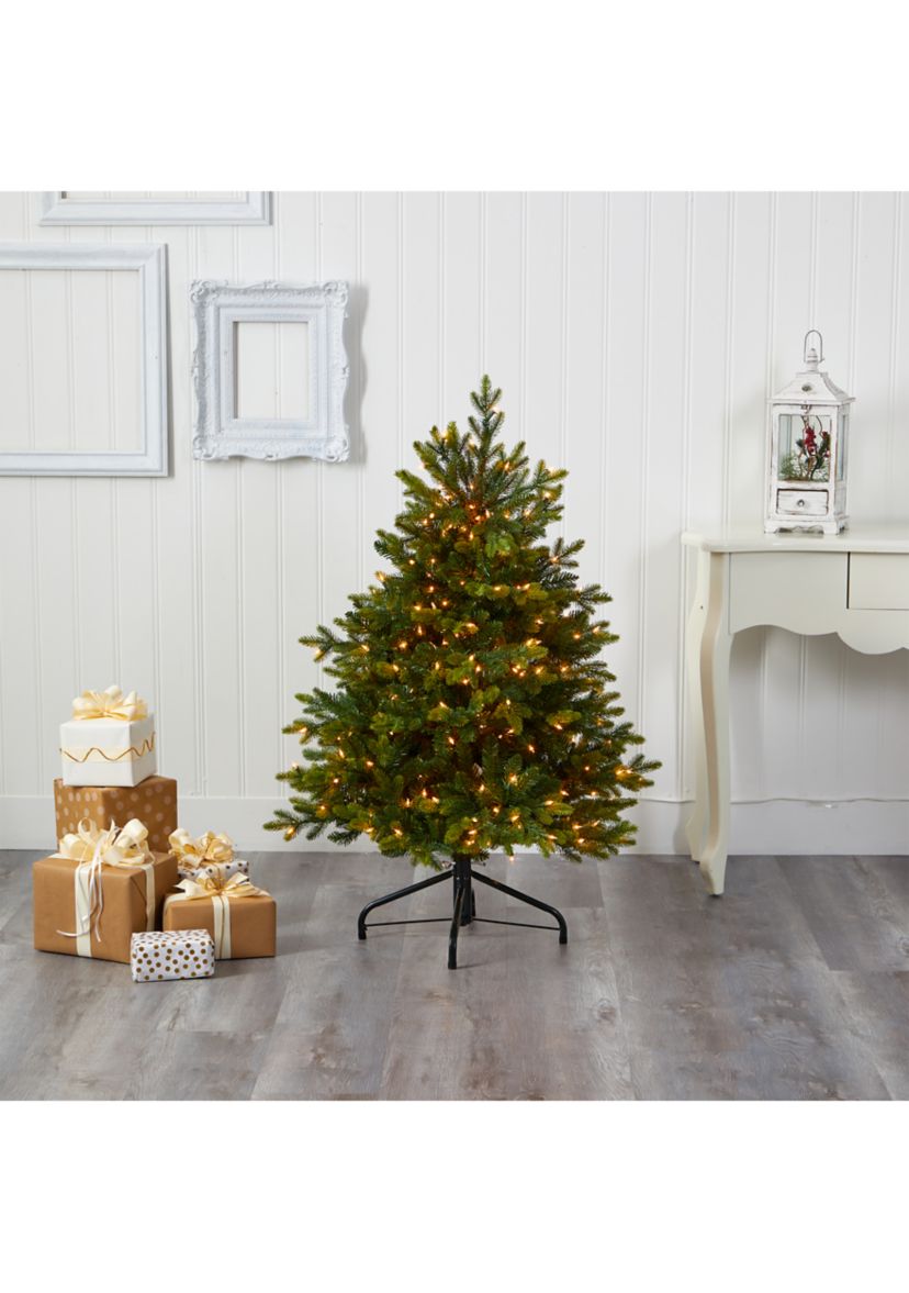 4 Foot North Carolina Fir Artificial Christmas Tree with 250 Clear Lights and 1003 Bendable Branches