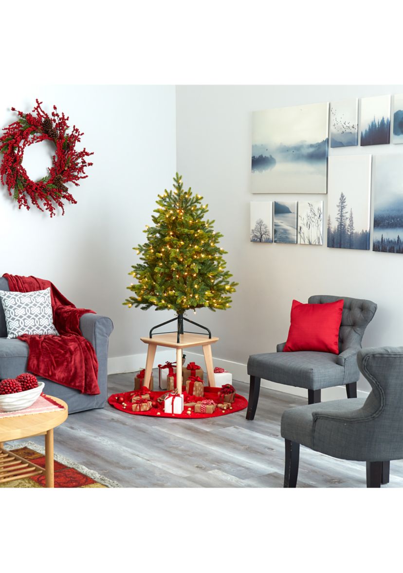 4 Foot North Carolina Fir Artificial Christmas Tree with 250 Clear Lights and 1003 Bendable Branches