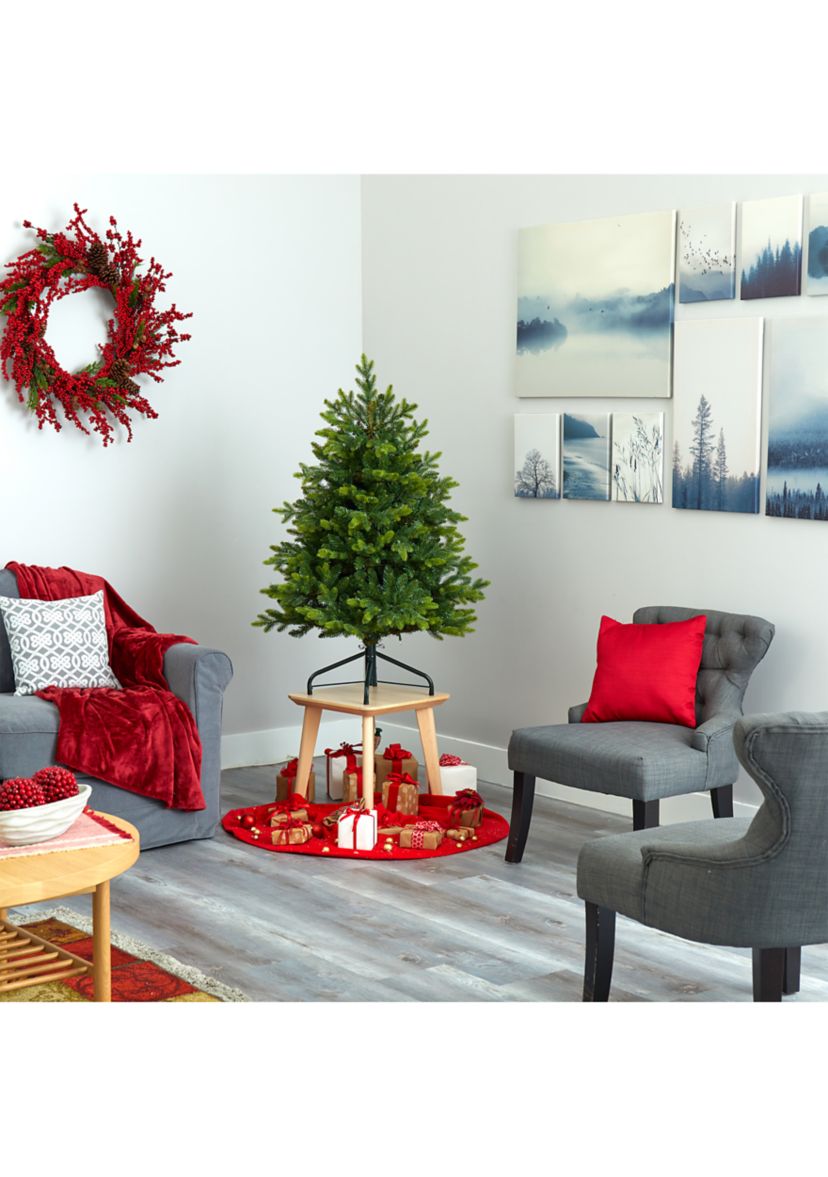 4 Foot North Carolina Fir Artificial Christmas Tree with 250 Clear Lights and 1003 Bendable Branches
