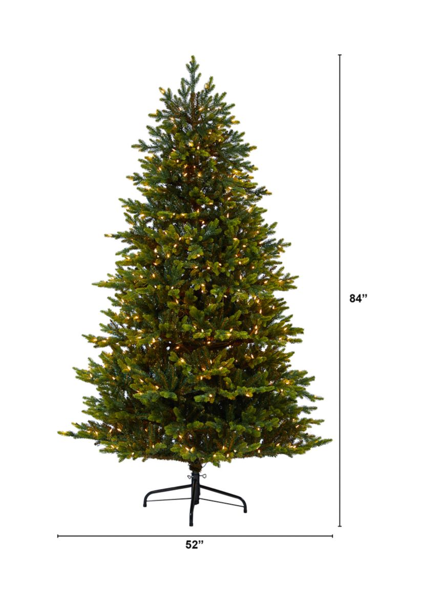 7 Foot North Carolina Fir Artificial Christmas Tree with 550 Clear Lights and 3703 Bendable Branches